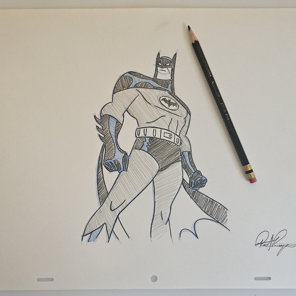 Batman Dark Knight DC Comics drawing/sketch WB animation hand made art signed - Picture 6 of 6
